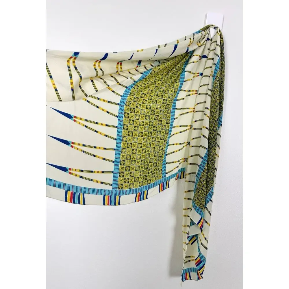 A Peace Treaty For Anthropologie Oversized 100% Silk Scarf Wrap Shawl Geometric